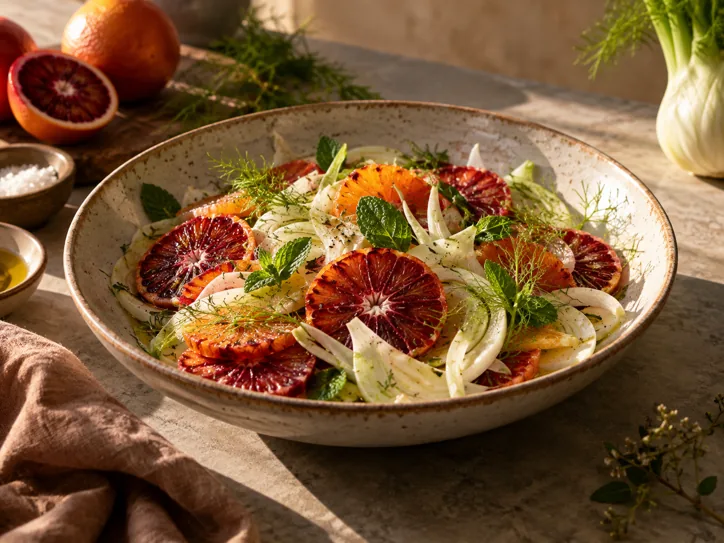 Blood orange salad with fennel and herbs