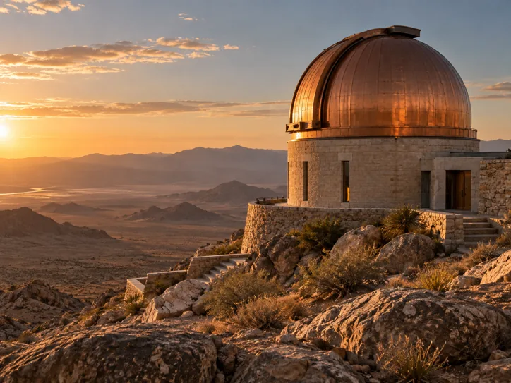 Desert observatory with a copper dome