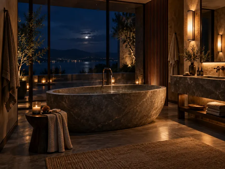 Midnight spa bathroom